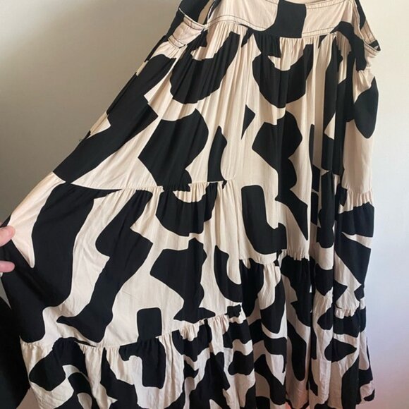 Abel The Label Black and Cream Tiered Midi Dress - Picture 3 of 6